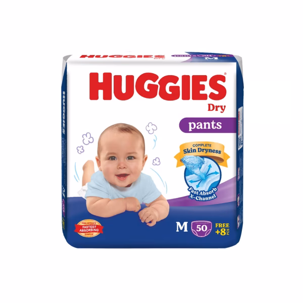 Huggies Dry M Pant Diaper 6-12Kg - 64 Pcs (Malaysia)
