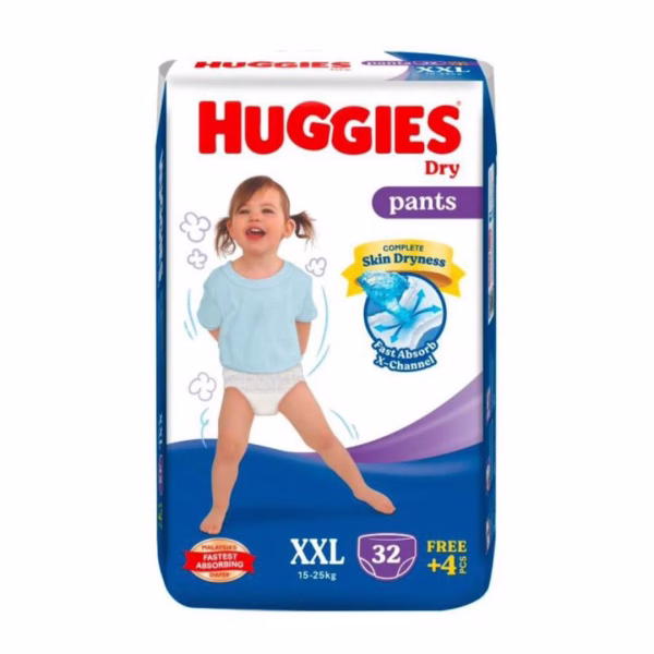 Huggies Dry XXL Pant Diaper 15-25Kg - 34 Pcs (Malaysia)